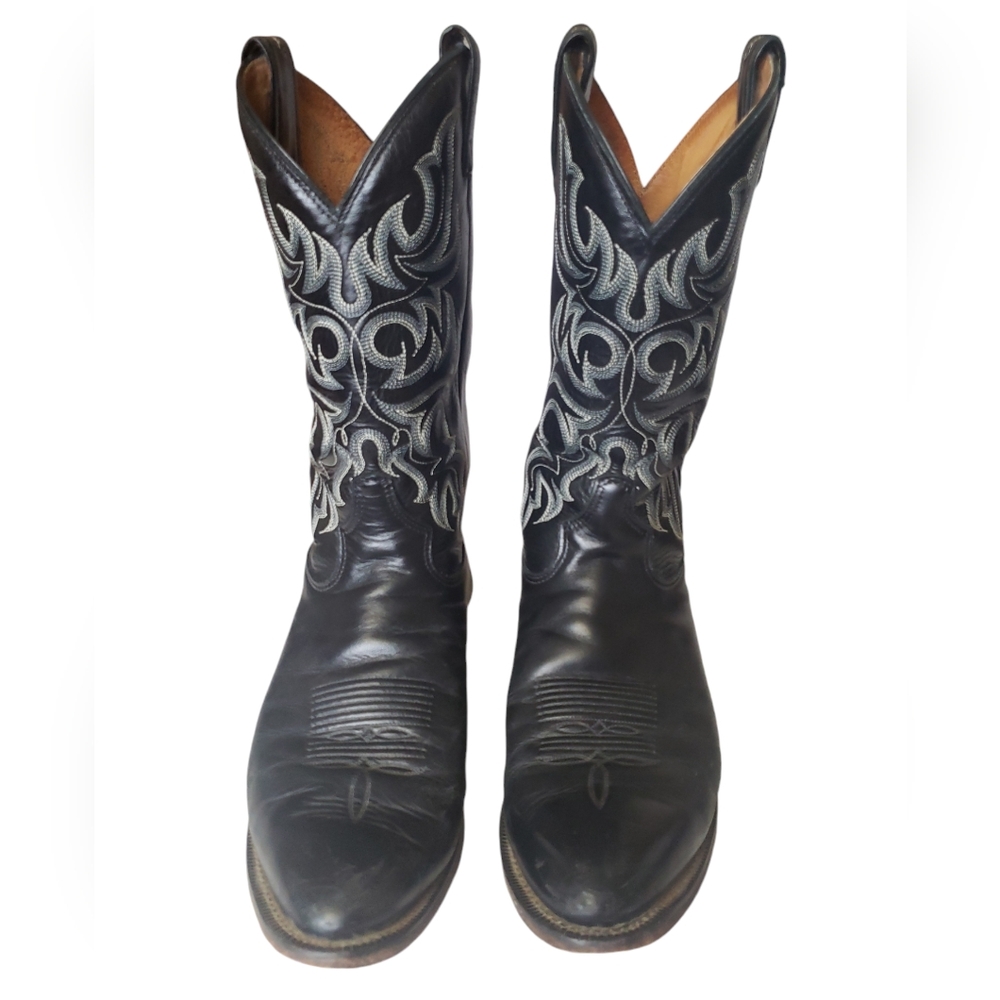 TONY LAMA Cowboy / Western Boots Genuine Leather Black Men’s Size 10 D 7926 - Picture 2 of 15